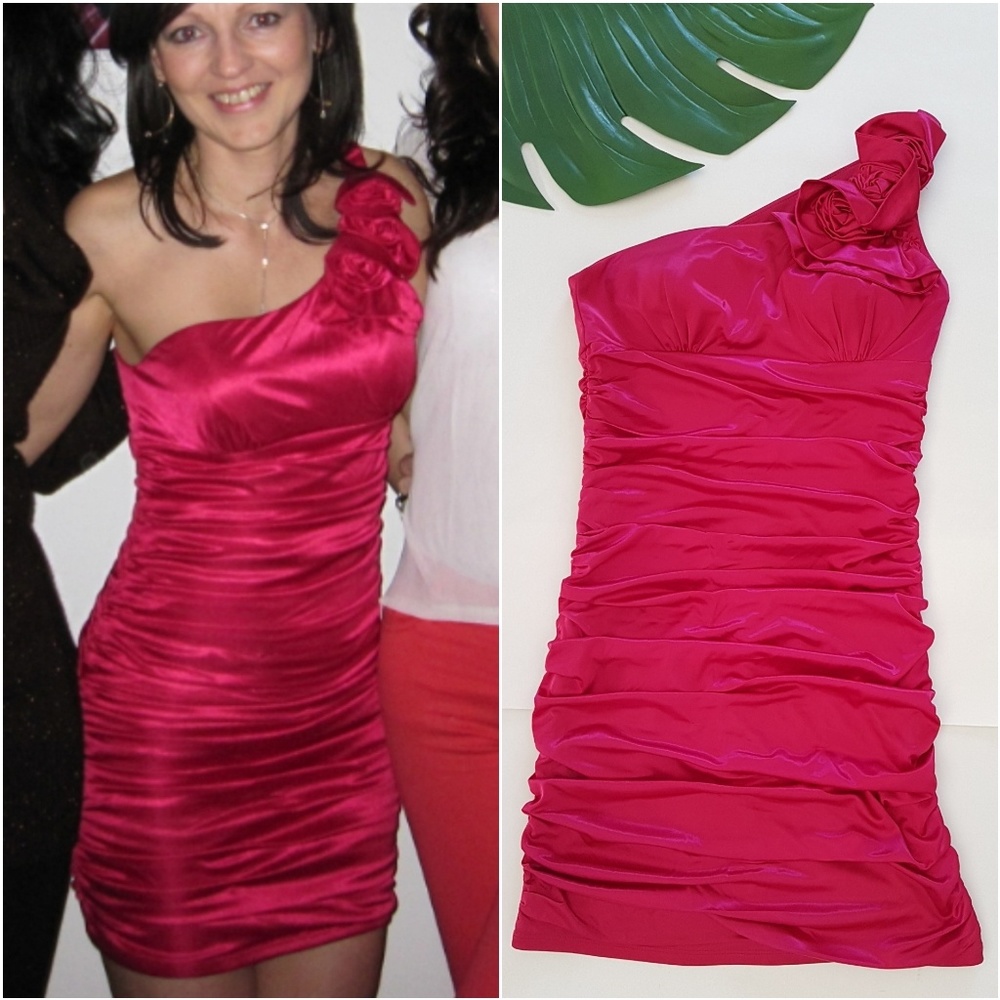 Prom Dress. Fuschia One Shoulder Mini Dress